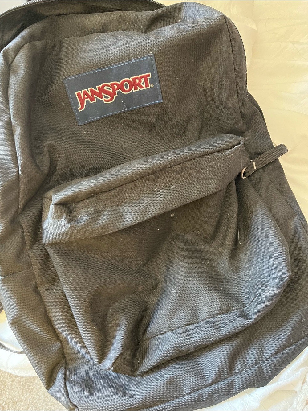 Jansport Black Backpack with Red Logo Patch - never used